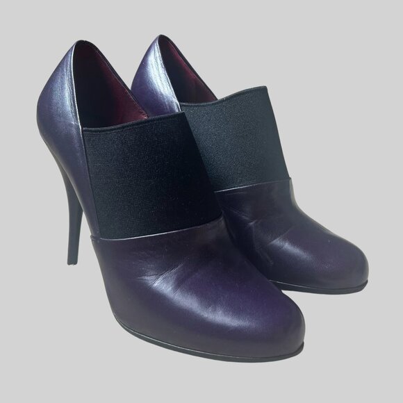 Miu Miu Eggplant Leather Ankle Boots Size 37.5 (US 7.5) - Picture 3 of 12